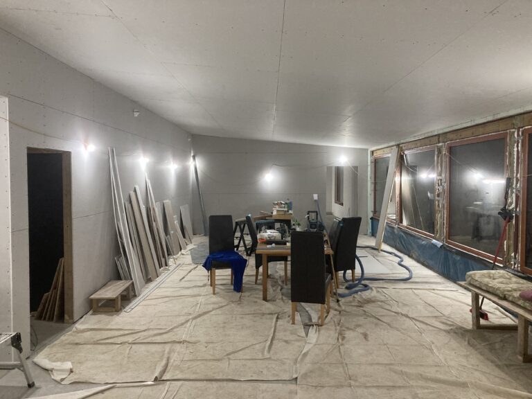 December 2024 – First fix. Plasterboard…