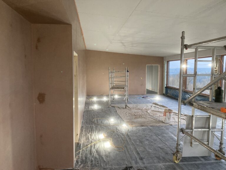 January 2025 – more plaster boarding, plastering and sewage treatment plant install